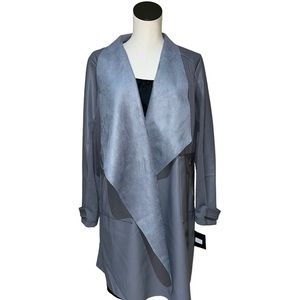 NWT MARC NEW YORK ANDREW MARC FAUX LEATHER / SUEDE TRENCH COAT GRAY LARGE